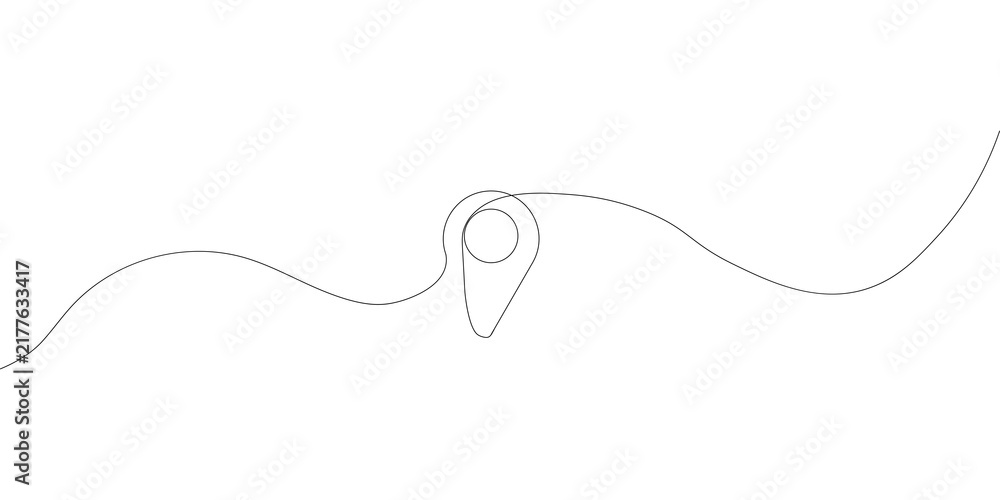 Obraz premium Continuous single line drawing of a map location pin icon