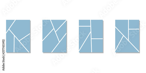 Bild auf Leinwand Four blue photo collage frames with modern geometric abstract layouts