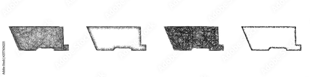 Obraz premium Sketch monochrome Bernalillo, New Mexico outline map design set