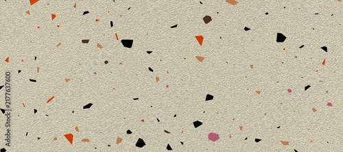 Cream Terrazzo Pattern Background, Multicolor Stone Chips and Speckled Texture, Modern Design