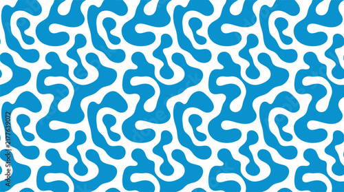 Seamless pattern with abstract organic shapes in blue, modern fluid liquid design for textile, wallpaper, and background