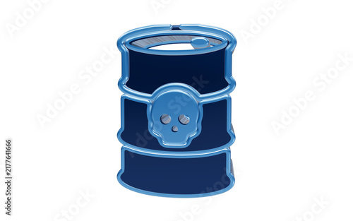 Принти на полотні Toxic Waste Barrel: A blue barrel marked with a skull and crossbones symbol, indicating hazardous contents, stands as a stark representation of dangerous waste