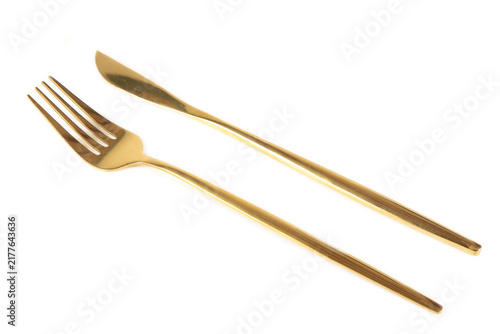 Golden fork and knife