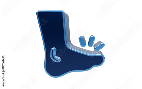 Bild auf Leinwand Foot Pain Icon: A 3D rendered icon of a foot, with emphasis on the toe area, symbolizing discomfort and pain