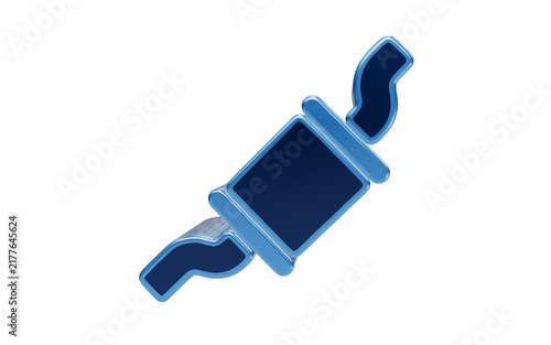 Obraz na płótnie Exhaust Pipe Icon: A stylized, 3D rendering of a blue exhaust pipe, symbolizing automotive maintenance and emission control