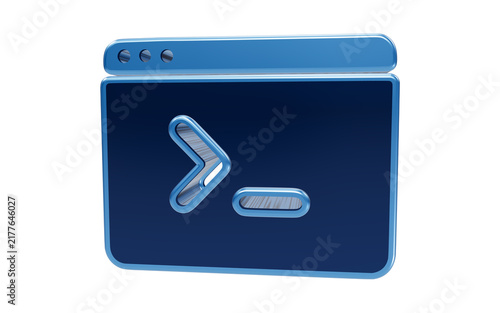 Command Prompt Icon: A stylized blue command prompt window with a blinking cursor, symbolizing technology and computer coding.