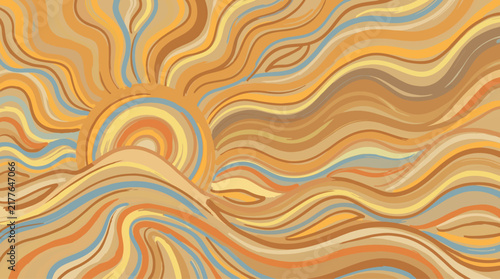 Conceptual Climate Change and Heatwave Illustration Depicting Thermal Radiation and Rising Global Temperatures for Environmental Awareness and Meteorological Studies on Extreme Summer Weather Patterns