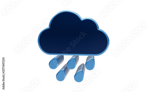 Fotografie Dark Cloud and Raindrops: A stylized dark blue cloud symbolizes an impending rain shower, with prominent blue raindrops falling, representing weather and atmospheric changes