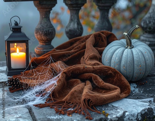 halloween pumpkin and candles