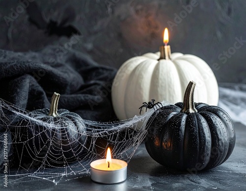 halloween pumpkin and candle