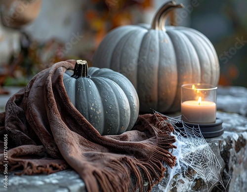 pumpkin and autumn leaves