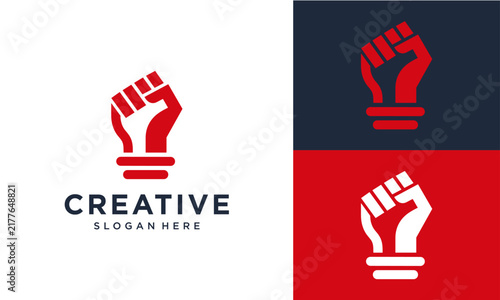 Modern Minimalist Raised Fist Logo Design Representing Social Activism Power and Unity Solidarity Symbol