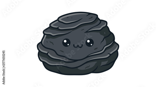 Cute kawaii black coal character with smiley face.