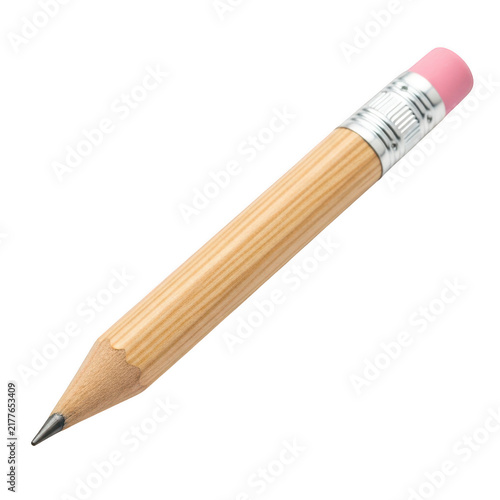 Cuadro en lienzo Sharp wooden pencil with pink eraser
