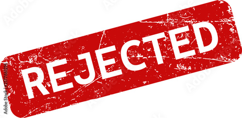 Rejected red grunge rubber stamp watermark seal isolated on white background for document decline and application refusal status.