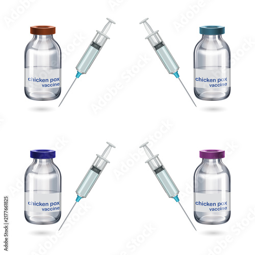 Canvastavla Chicken pox vaccine bottles and syringes transparent background