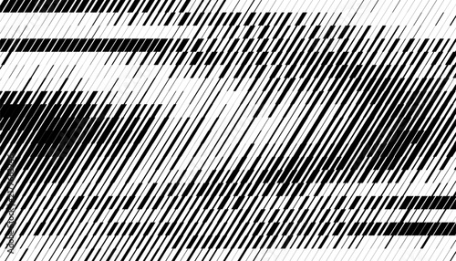 Black and white abstract dynamics pattern with glitch effect texture for sporty design element. Vector format illustration. EPS10