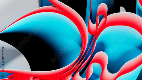 Konstfotografi 3d render of abstract art, 3d background of surreal circles, ropes on a curve, w
