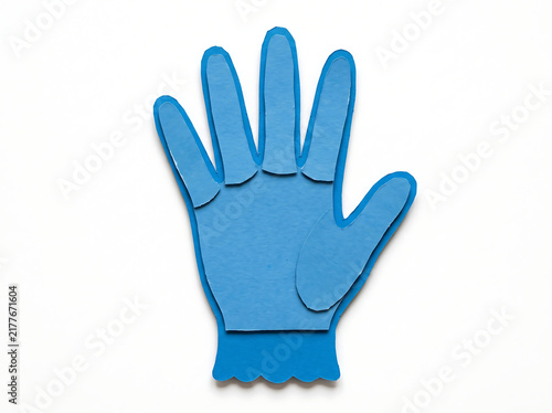 Blue paper cutout hand design element