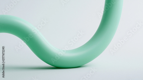 Mint Green Curved Tube Abstract 3D Render