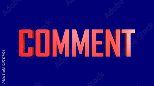 Animation of Like Comment Share and Subscribe on blue background.