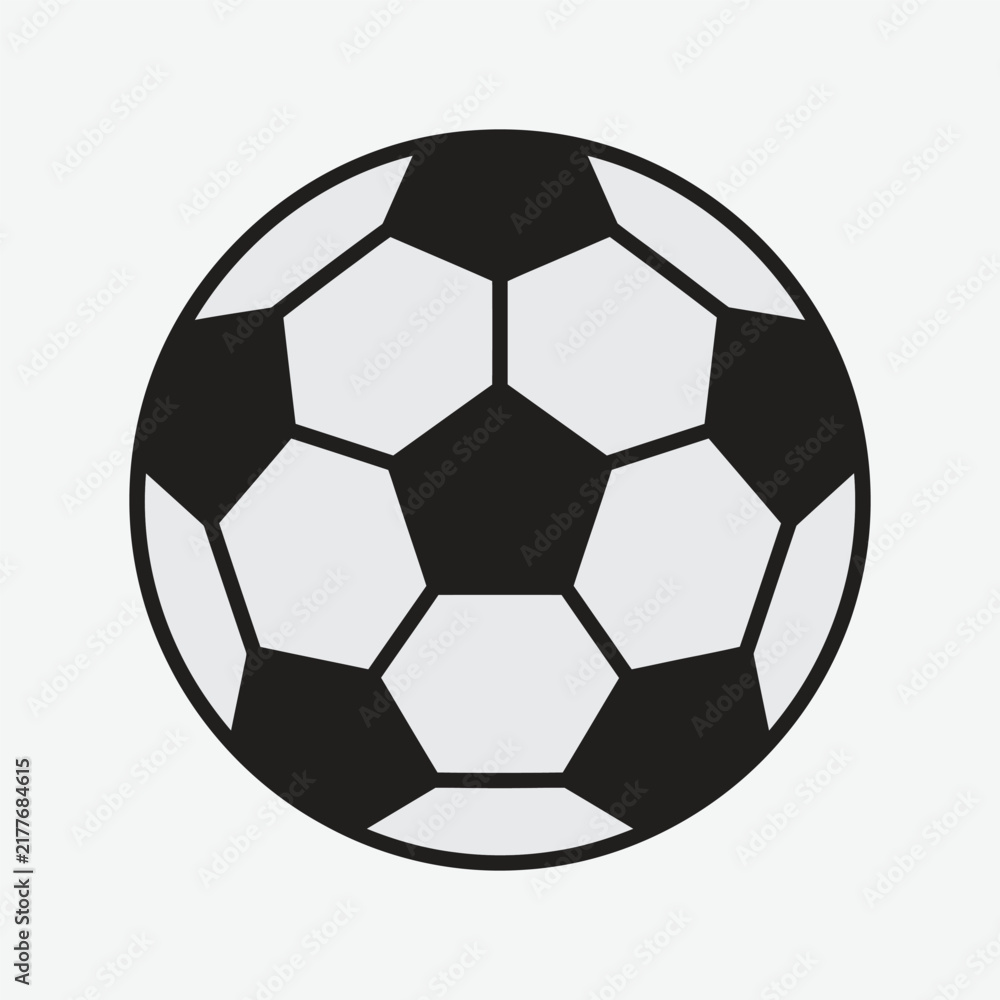 Naklejka premium Classic black and white soccer ball illustration on a light gray background