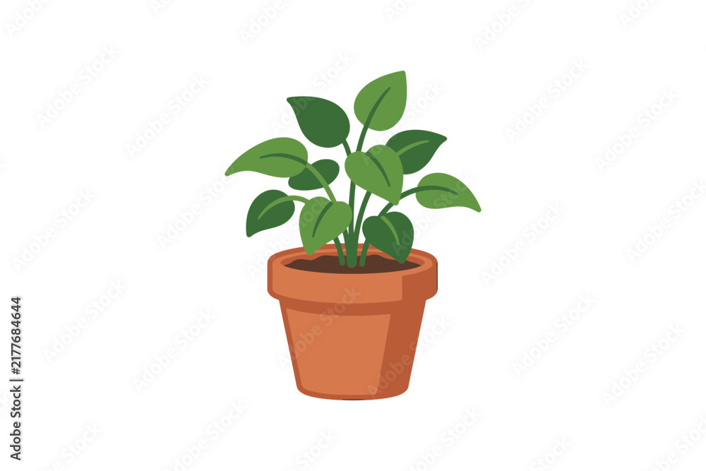Fototapeta premium Potted Green Houseplant Vector Illustration