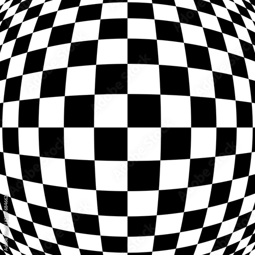 Transparent Pixel Optical Illusion Bulging Sphere Checkerboard Seamless Pattern Background
