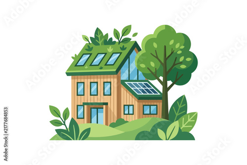 Eco-Friendly Sustainable House Vector Illustration