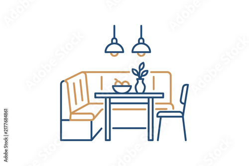 Kitchen Nook Dining Set Vector Illustration