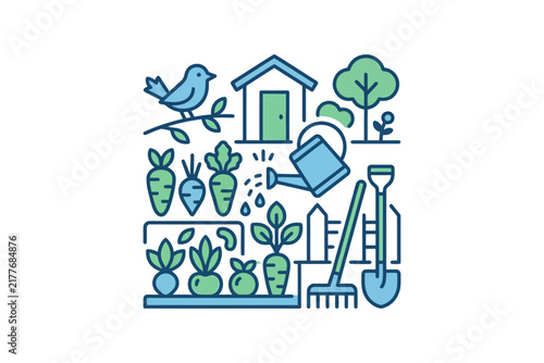 Vegetable Garden Flat Vector Illustration