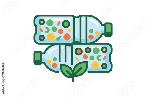Plastic Bottle Recycling and Composting Vector Illustration