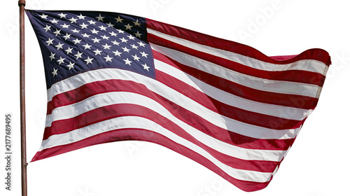 Plakat Isolated American flag waving patriotically in the wind, a symbol of freedom and democracy