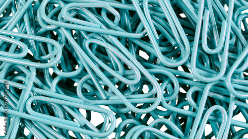 Принти на полотні Isolated full frame view of many smooth light blue paper clips, perfect for orga
