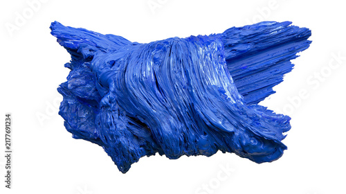 Quadro su tela Isolated vibrant blue abstract sculpture showcasing glossy textures and an organic wavy shape