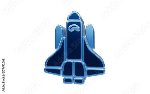 Space Shuttle Icon: A sleek, blue, 3D rendered icon of a space shuttle, symbolizing space exploration, travel, and advanced technology, presented in a clean, isolated design.