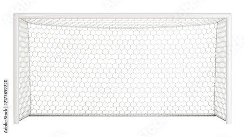 Картината върху платно Isolated professional football soccer goal with white frame and hexagonal net fo