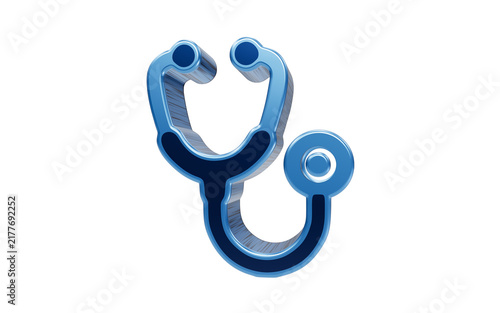 Fotografía 3D Stethoscope Icon: A modern, blue 3D rendering of a stethoscope, a symbol of medical diagnosis and healthcare, isolated against a white background