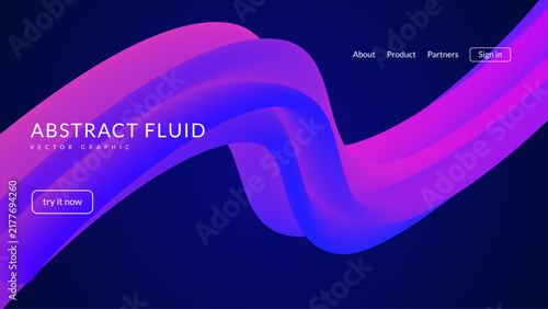 3d Gradient Shape. Beautiful Abstract Liquid Fluid Background. Color Design For Creative Bg. Trendy Vector Swirl With A Minimal Bright Palette. Blue And Purple 3d Gradient Shape.