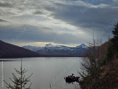 Canvas Print lake and mountains