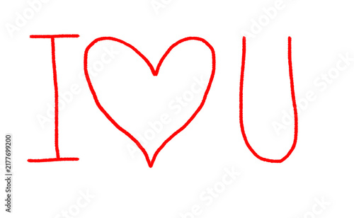 Fotografie I love you text with heart symbol isolated on transparent background