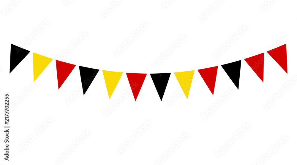 Fototapeta premium Festive Bunting Garland with Red Black and Yellow Triangular Flags