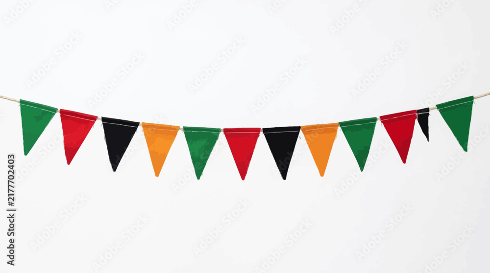 Fototapeta premium Colorful Triangular Bunting Flags Isolated on Transparent Background