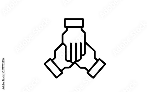 people hands group team trust support together icon line vector design