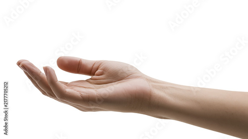 Fotografía Isolated human hand showing an open gesture, palm up, symbolizing offering, rece