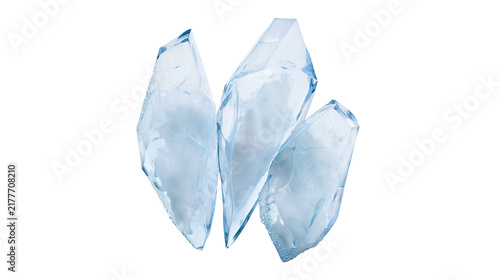 Foto Isolated translucent blue ice or broken glass fragments, sharp abstract shapes and cool tones