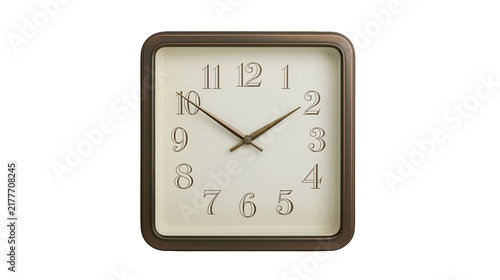 Konstfotografi Isolated elegant retro style square wall clock with classic numbers, vintage hom