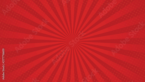 Red comic book zoom background with halftone dots.