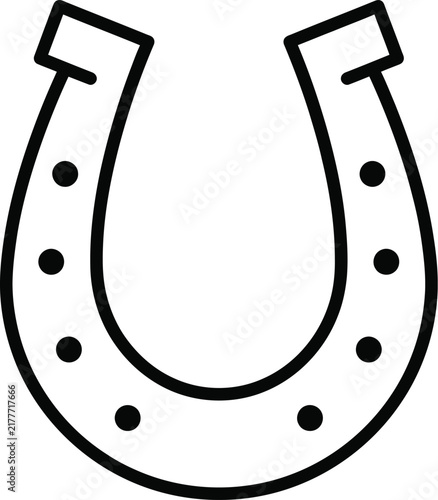 Photography Horseshoe line icon with lucky charm symbol for equestrian western country rusti