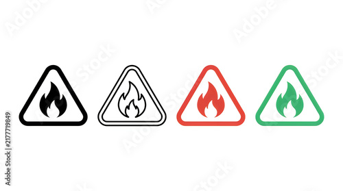Four fire hazard warning triangle icons